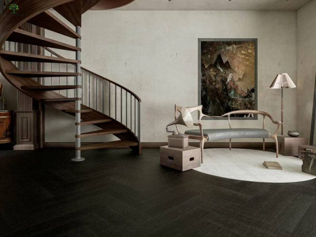 LWD-EB008 Black Wire Brushed Oak Herringbone Lantai Kayu Keras
